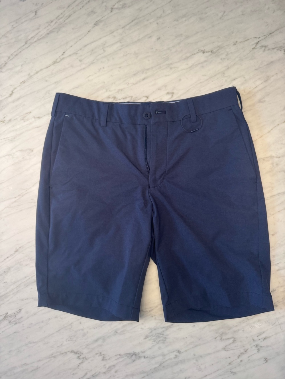 Peter Millar Navy Flat-Front Performance Shorts